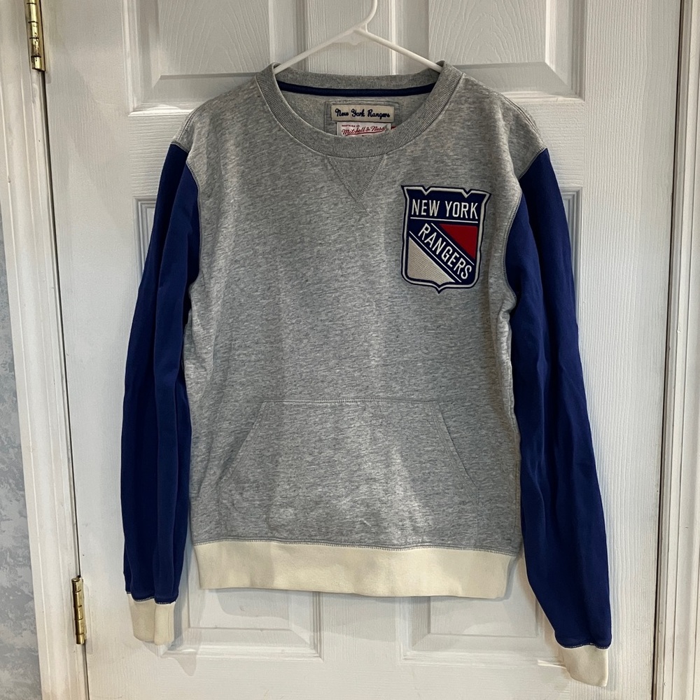 Mitchell & Ness Gray and Blue Crewneck Sweater